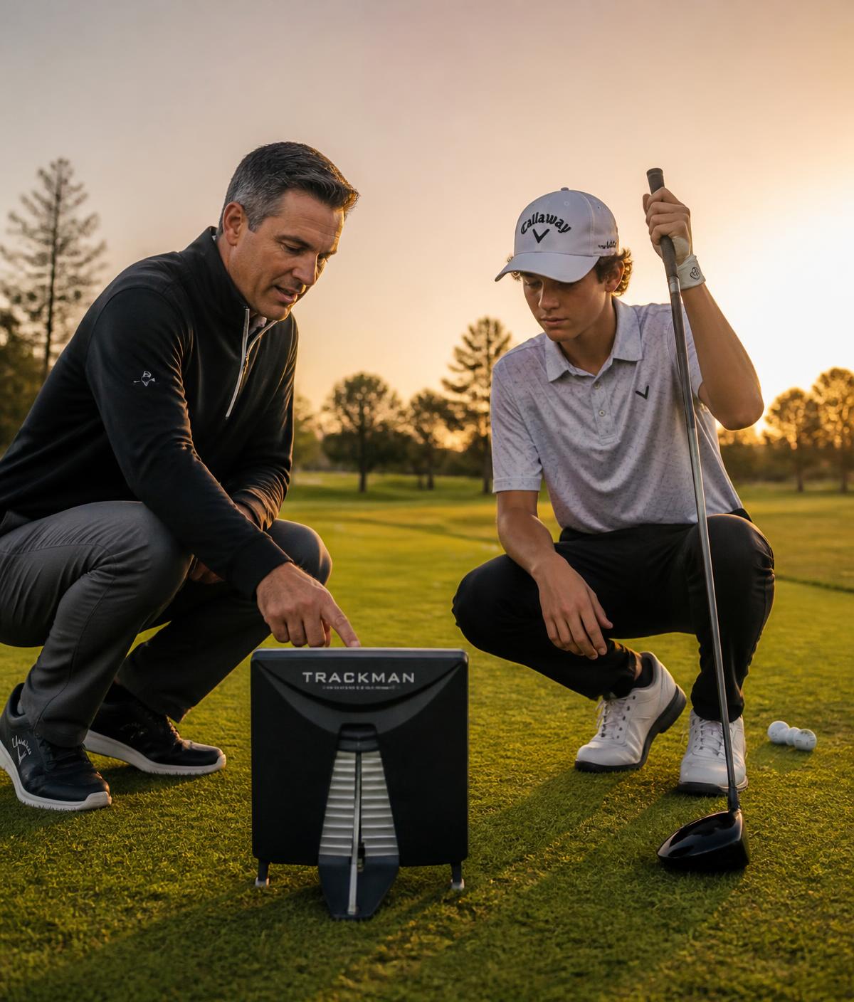 Joe DiChiara coaching an elite junior golfer on the range